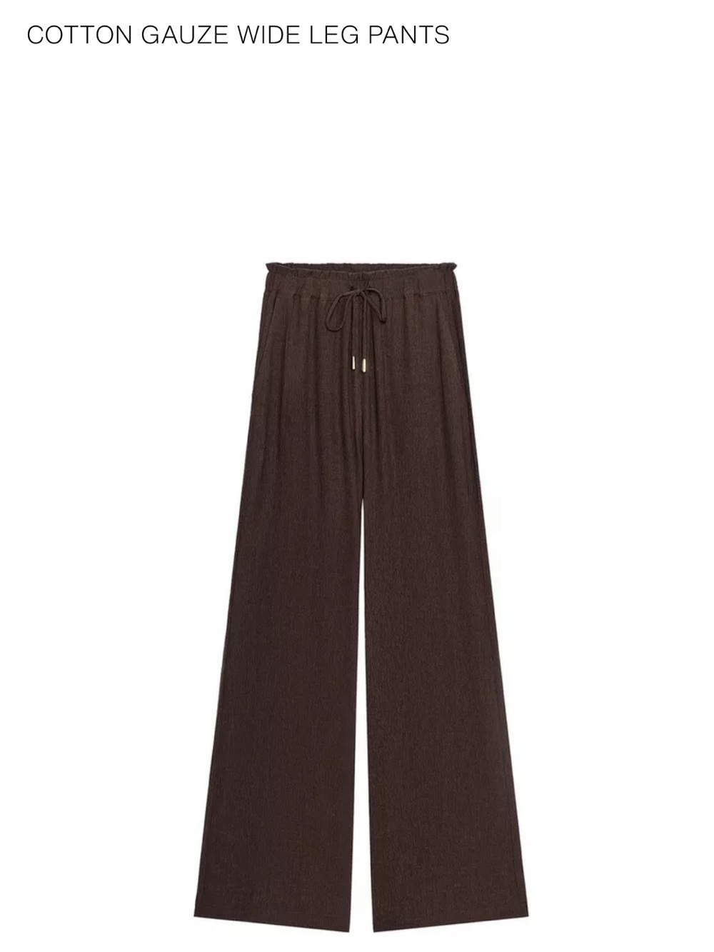 Zara Wide Leg Drawstring Pants in Dark Brown